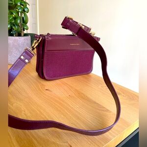 Charles & Keith burgundy crossbody purse